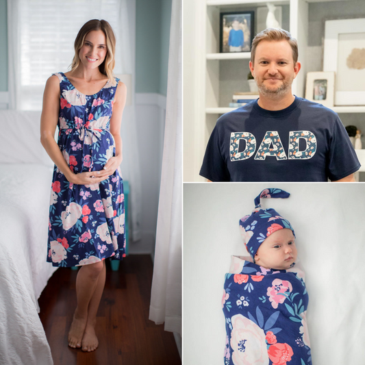 Annabelle Labor Delivery Gown & Matching Swaddle Set & Dad T-Shirt