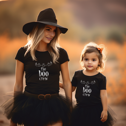 "The Boo Crew" Matching Mom & Kids Halloween T-Shirt Set