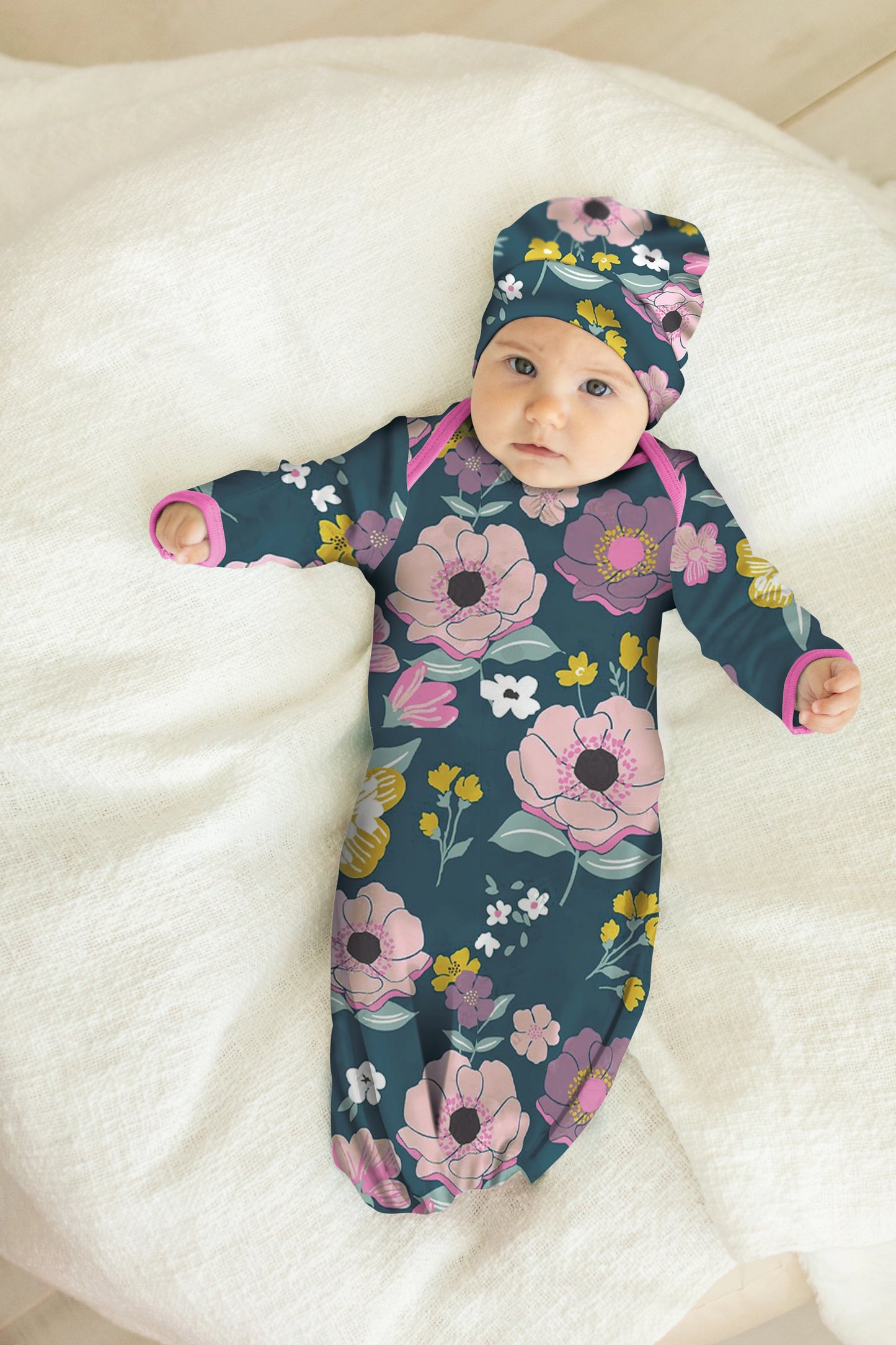 Charlotte Newborn Receiving Gown & Hat Set