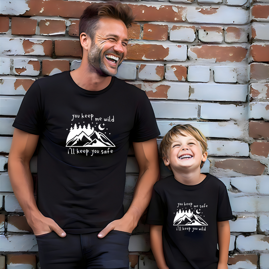 "You Keep Me Wild, I'll Keep You Safe" Dad T-Shirt & Matching Boys T-Shirt Set