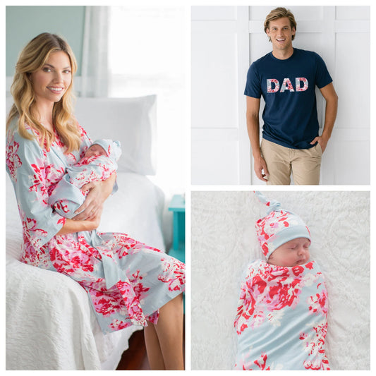 Mae Robe & Matching Swaddle Set with Dad T-Shirt