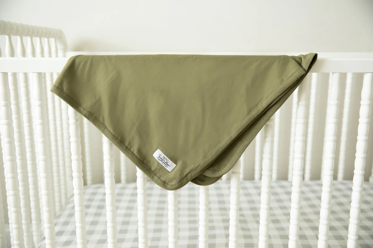Olive Green Robe & Newborn Swaddle Blanket Set & Dad T-Shirt