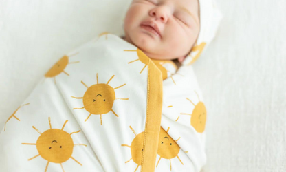 Navy Robe & Sunshine Newborn Swaddle Blanket Set & Navy Dad T-Shirt with Sunshine Text