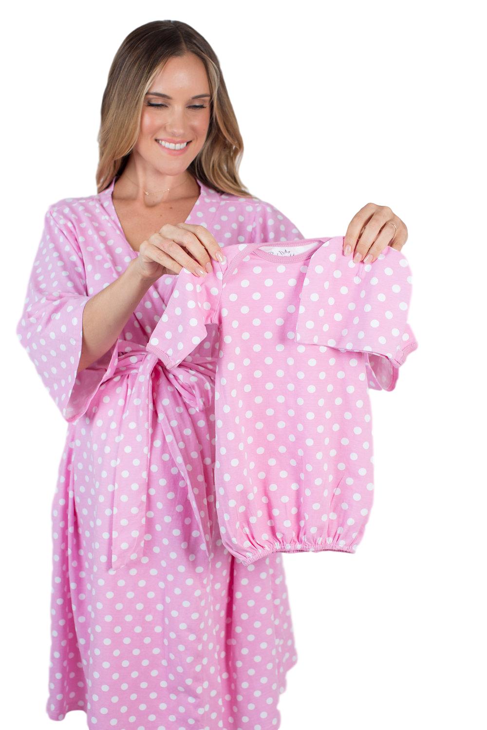 Molly Pregnancy/Postpartum Robe & Newborn Baby Receiving Gown & Hat Set