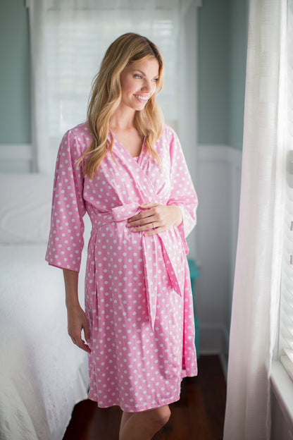 Molly Pregnancy/Postpartum Robe & Newborn Baby Receiving Gown & Hat Set
