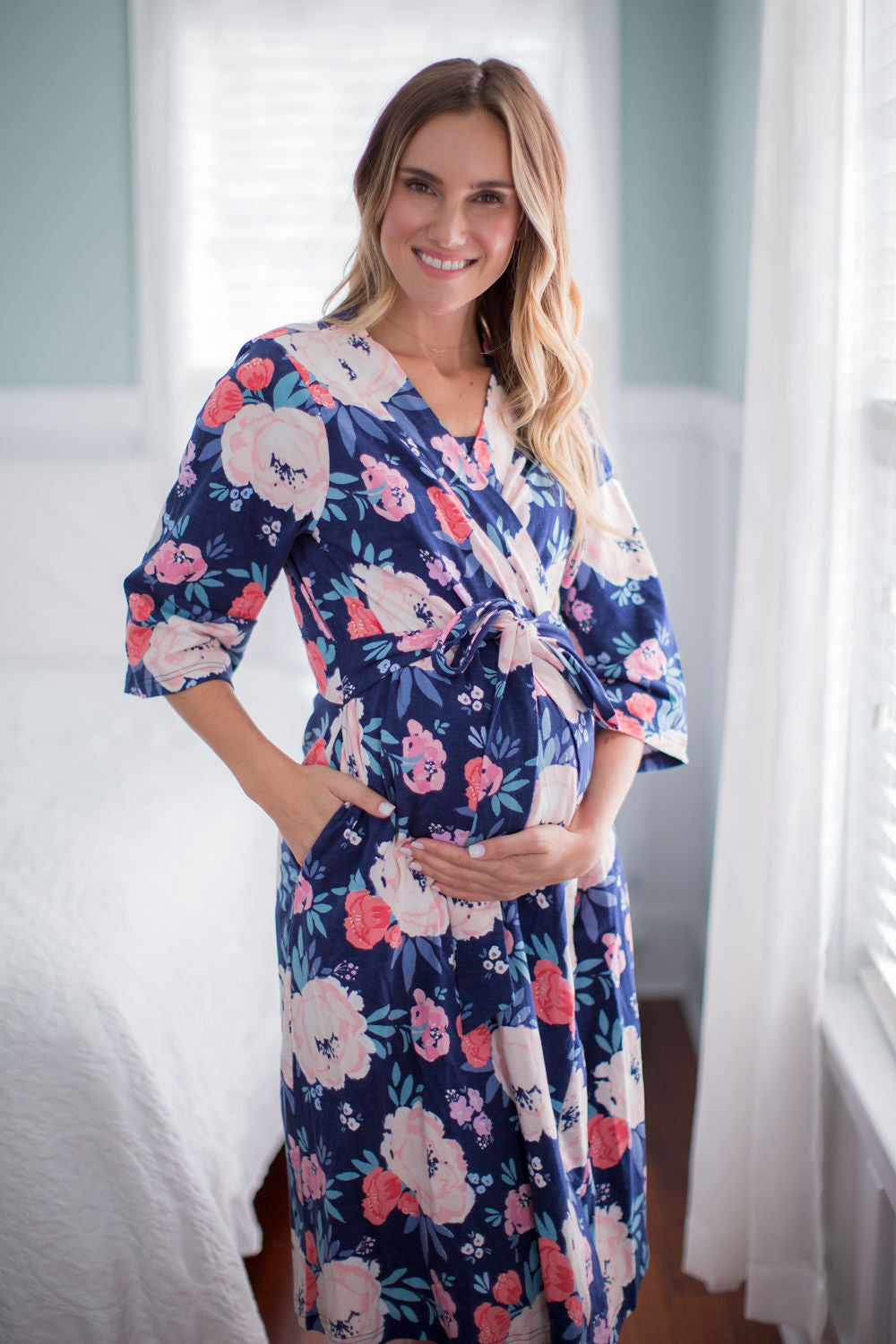 Annabelle Robe & Navy Hello I'm new here Baby Gown