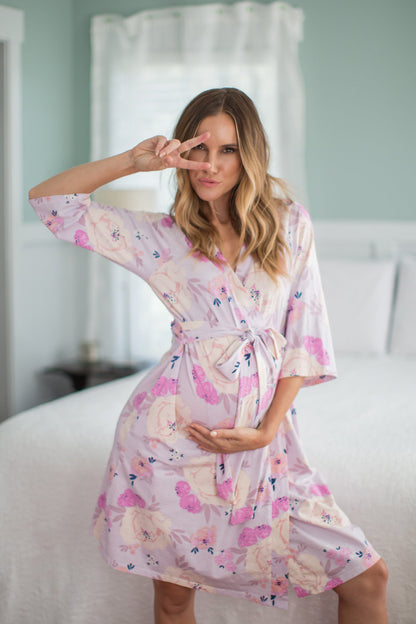 Stylish and sleek, Anais robe is a perfect pink and purple option for beautiful newborn photography. Pick your print under "Shop By Print" and match with the whole family!