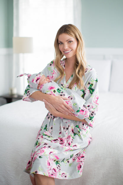 Olivia Robe & Newborn Swaddle Blanket Set & Dad T-Shirt