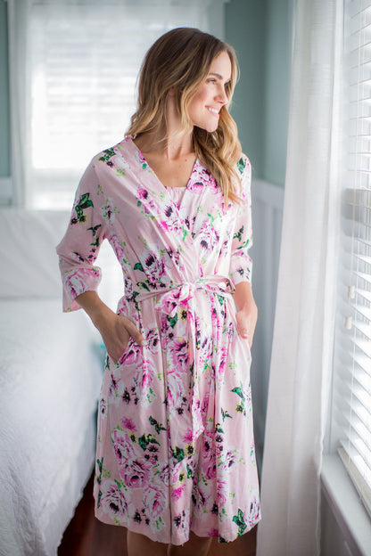 Amelia Floral 3 in 1 Labor Gown & Matching Robe Set