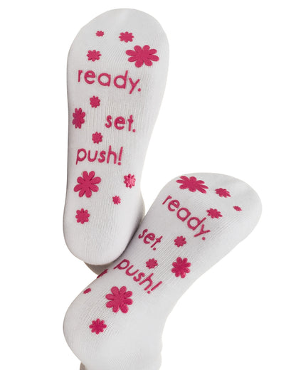 Ready. Set. Push! Pink Labor Socks