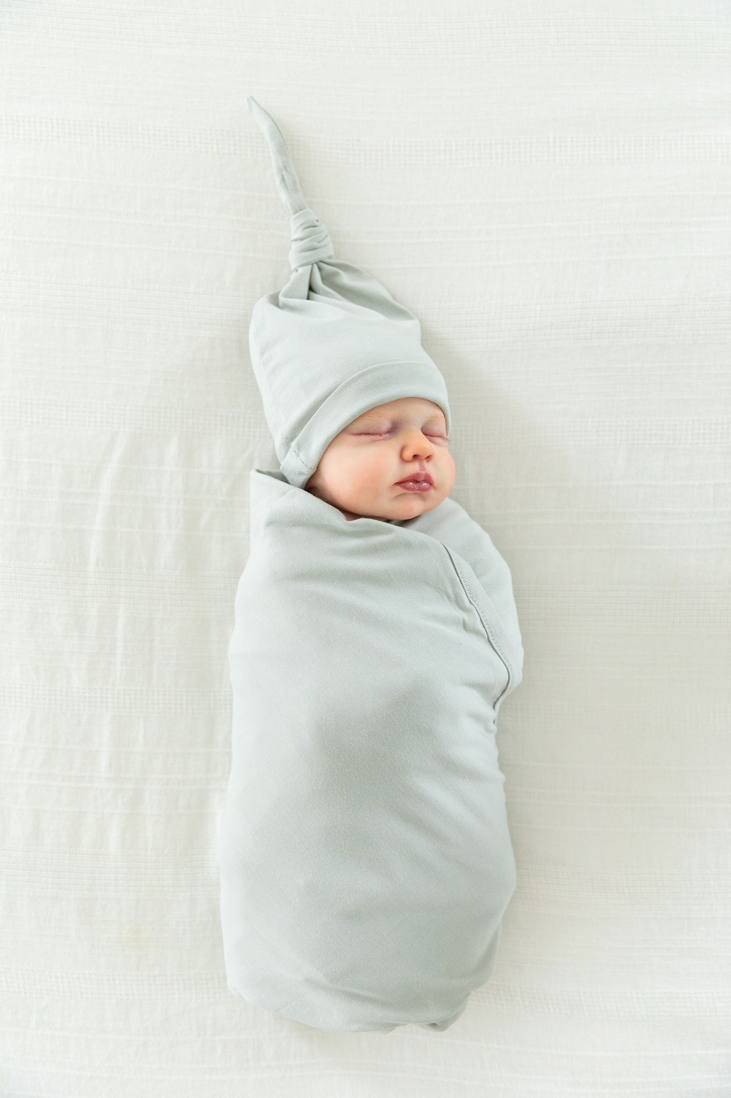 Light Grey Swaddle Blanket & Newborn Hat Set