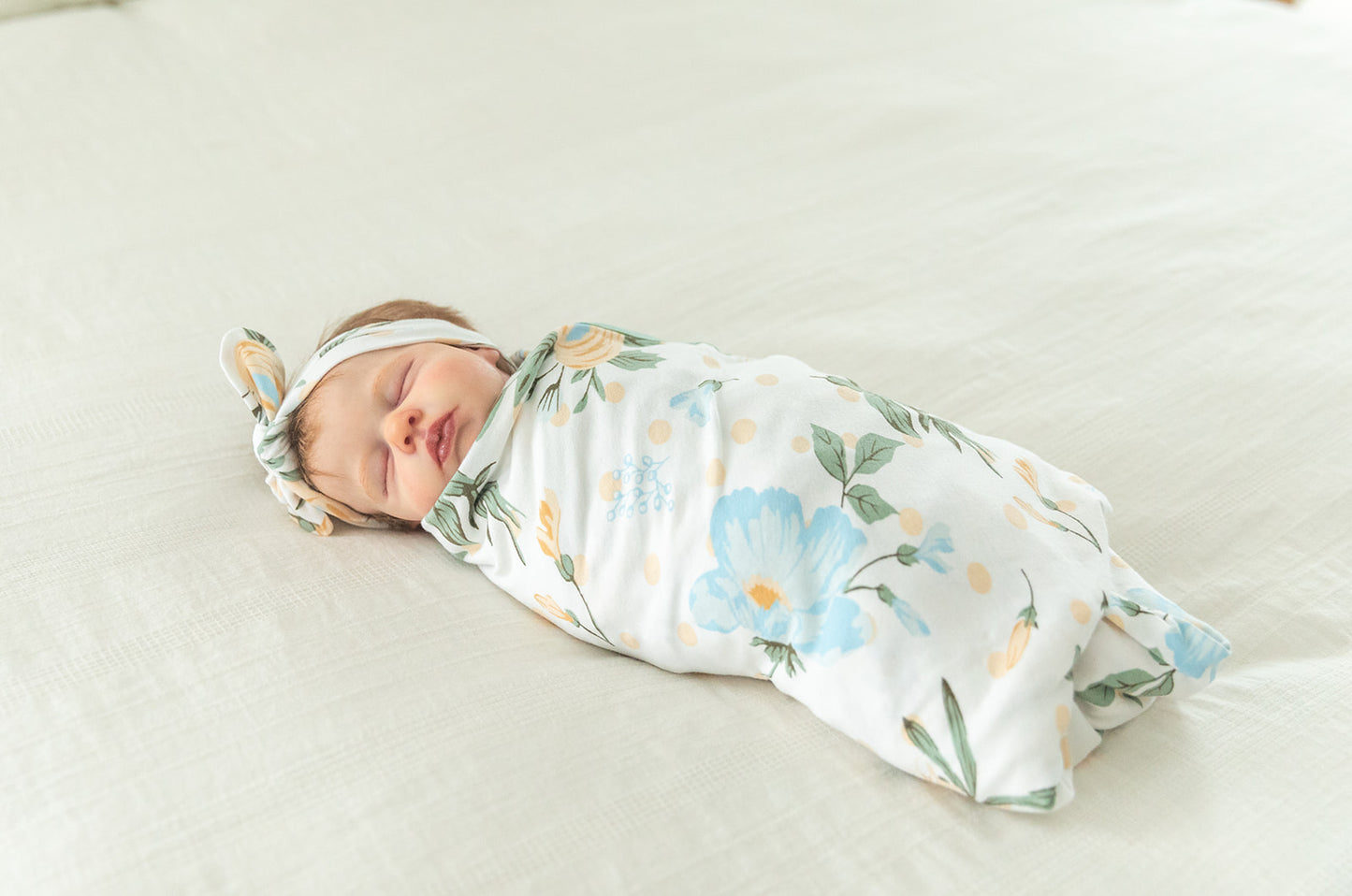 Sage Green Pregnancy/Postpartum Robe & Hadley Baby Girl Swaddle Blanket Set
