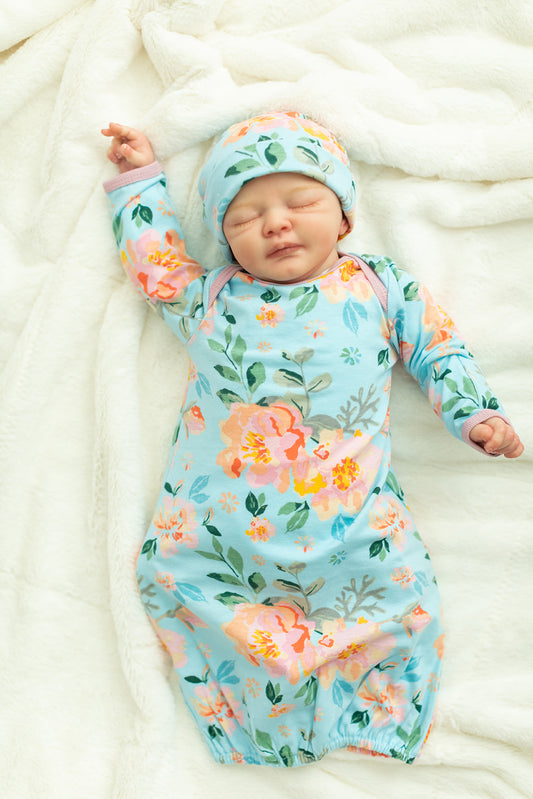 Jade Newborn Receiving Gown & Hat Set
