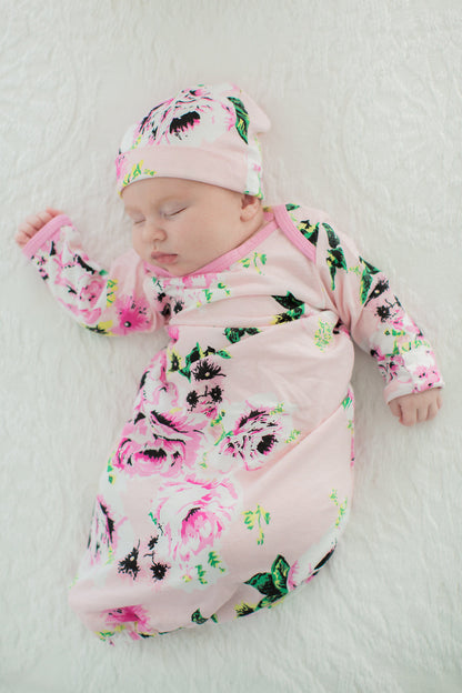 Amelia Floral 3 in 1 Labor Gown & Matching Newborn Gown Set