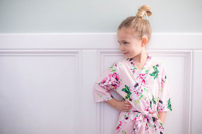 Pretty pink floral girl robe. The big sister will feel included for the first photoshoot with the new baby sister and baby brother. Matching  mommy and me sets . 