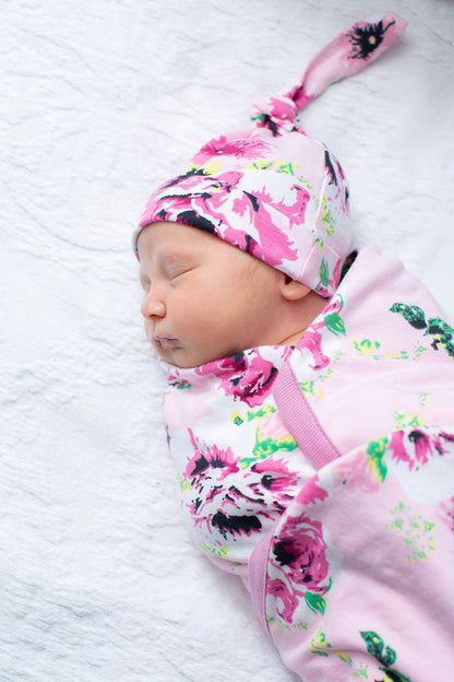 Amelia Maternity Nursing Pajamas & Newborn Swaddle Blanket Set