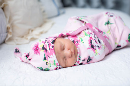 Amelia Maternity Nursing Pajamas & Baby Swaddle Blanket Set