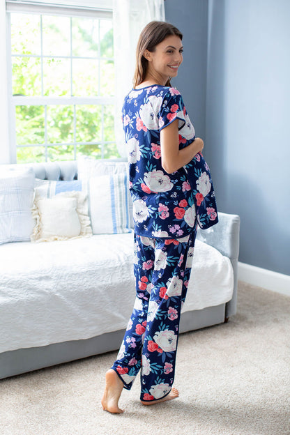 Annabelle printed mommy PJs for easy breastfeeding, postpartum care, and house loungewear. Pick your print at the "Shop by Print" tab.