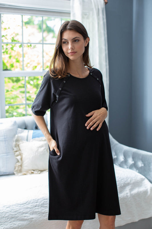 Black Jersey Knit Gownie