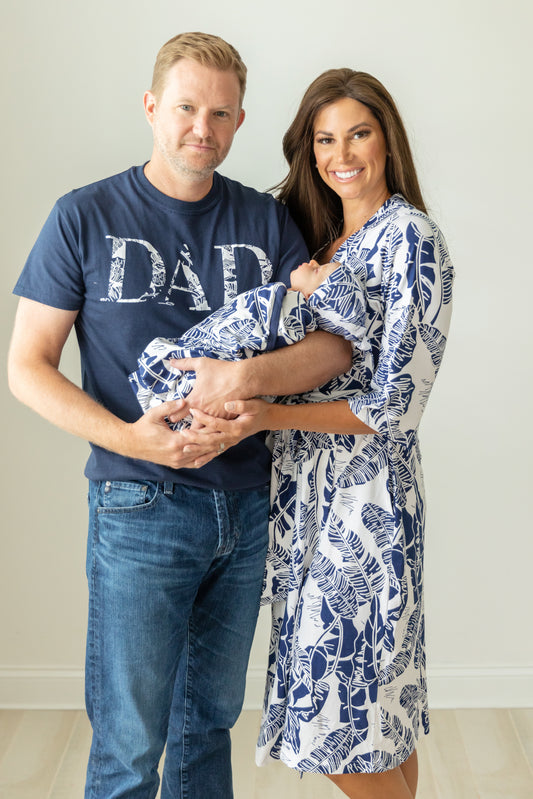 Serra Pregnancy/Postpartum Robe & Swaddle Set & Dad T-Shirt