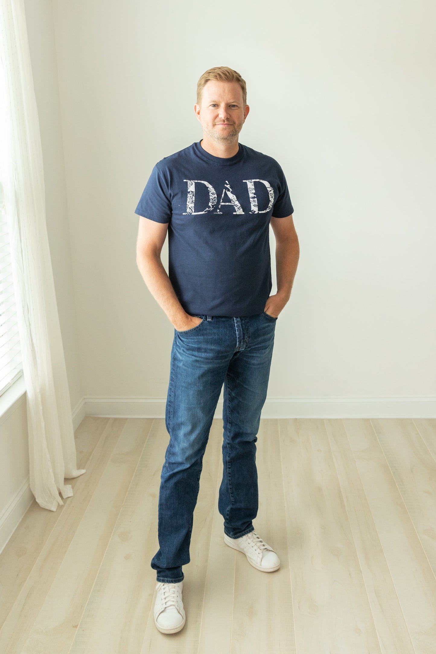 Serra Pregnancy/Postpartum Robe & Navy Swaddle Set & Dad T-Shirt