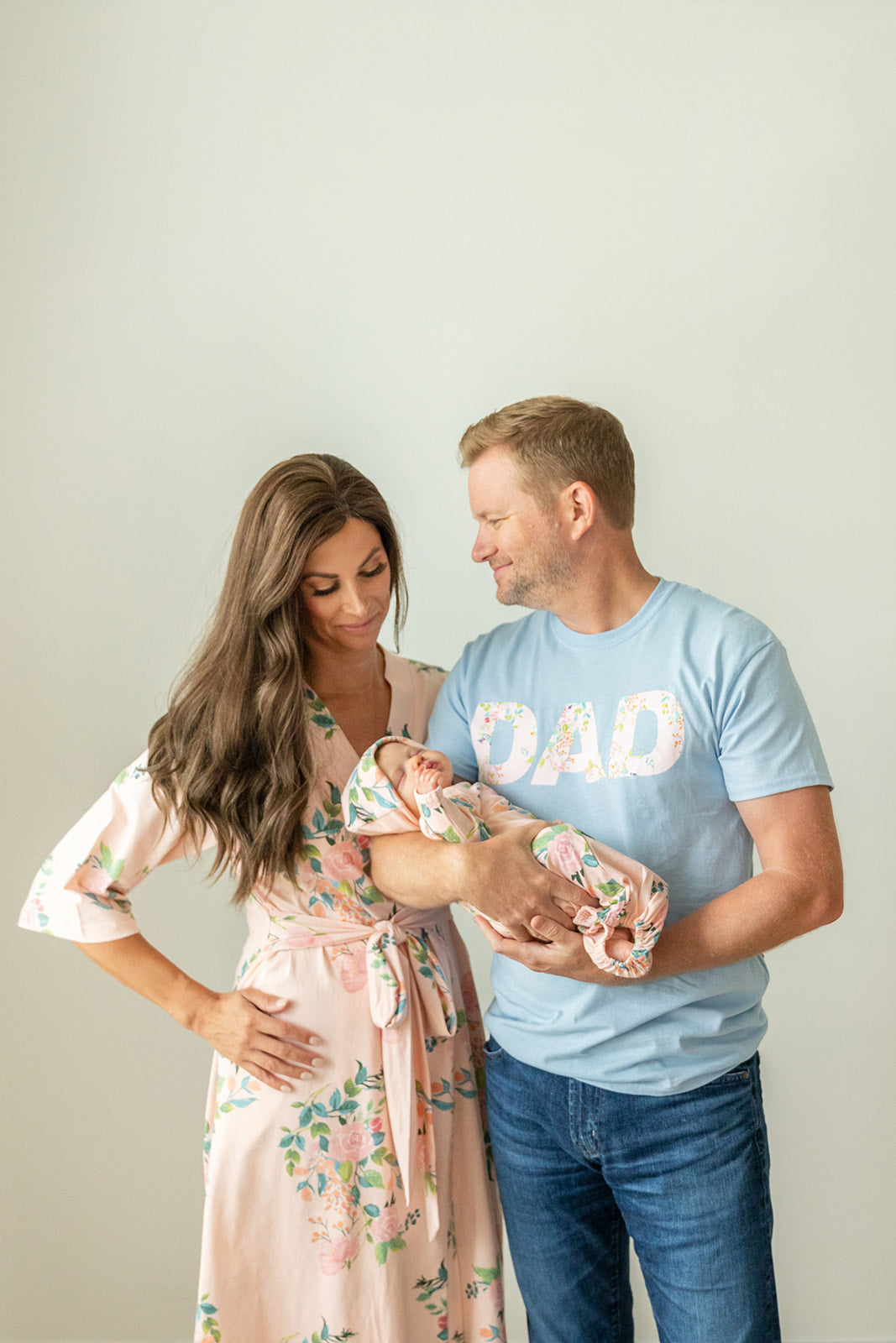 Nina Pregnancy/Postpartum Robe & Baby Girl Coming Home Set & Dad T-Shirt