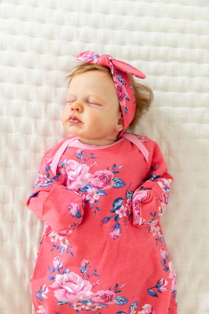 Rose Pregnancy/Postpartum Robe & Baby Girl Receiving Gown Set