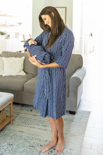Luna Pregnancy/Postpartum Robe & Swaddle Set & Dad T-Shirt