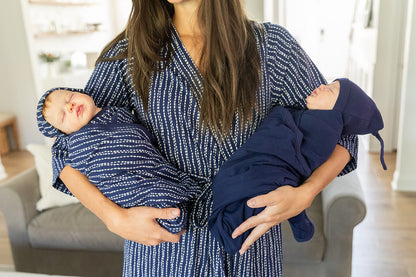 Luna Pregnancy/Postpartum Robe & Twin Blanket Set Navy & Luna