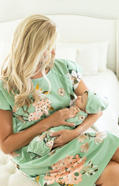Maternity Delivery Gown Gownie & Baby Receiving Gown Set Gia