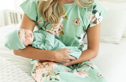 Maternity Delivery Gown Gownie & Baby Swaddle Blanket Set Gia