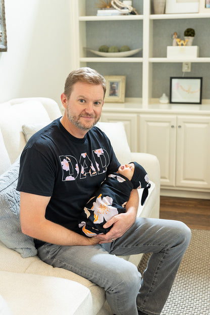 Willow Pregnancy/Postpartum Robe & Baby Girl Swaddle Set & Dad T-Shirt