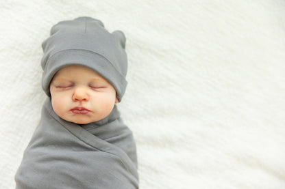 Audrey Robe & Charcoal Swaddle Set & Dad T-Shirt