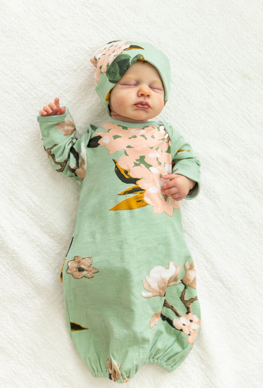 Gia Newborn Receiving Gown & Hat Set