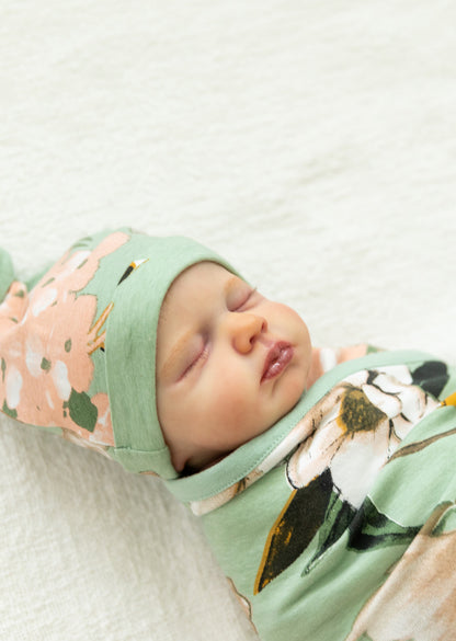 Gia Baby Swaddle Blanket And Newborn Hat Set