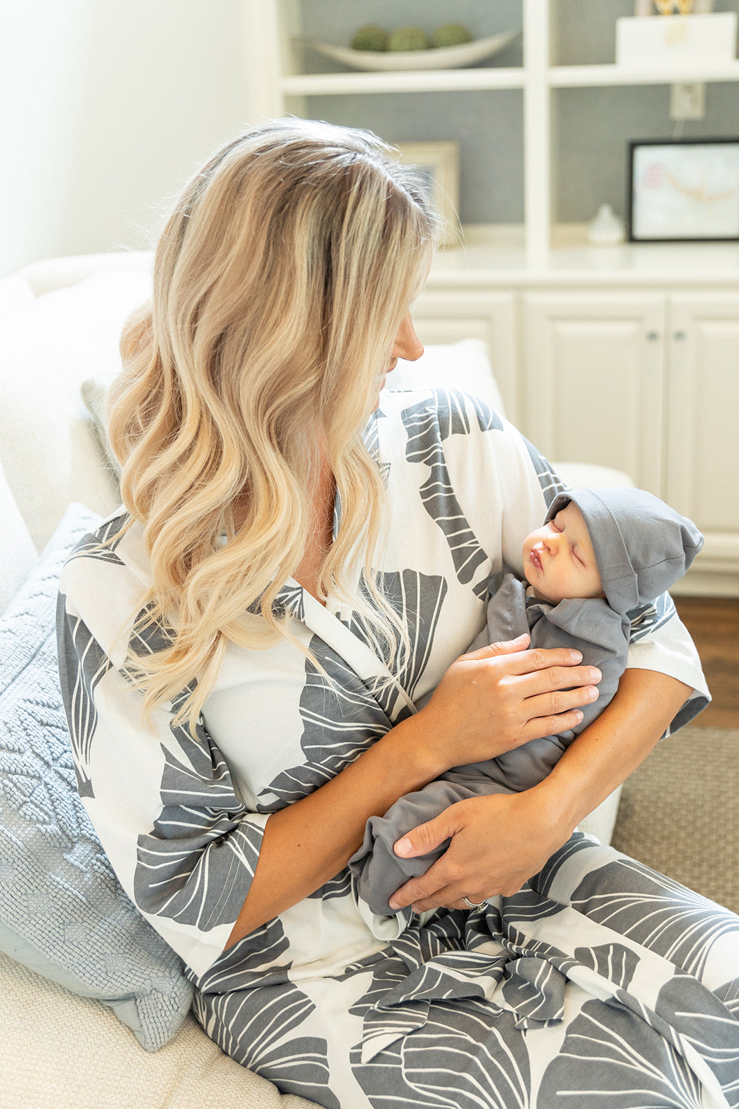Audrey Robe & Charcoal Swaddle Set & Dad T-Shirt