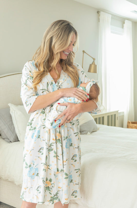 Hadley Robe & Matching Baby Girl Swaddle Blanket Set