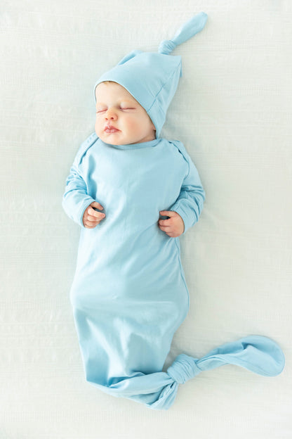 Jade Robe & Baby Boy Light Blue Knotted Gown Set
