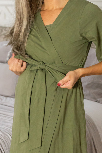Olive Green Maternity Robe