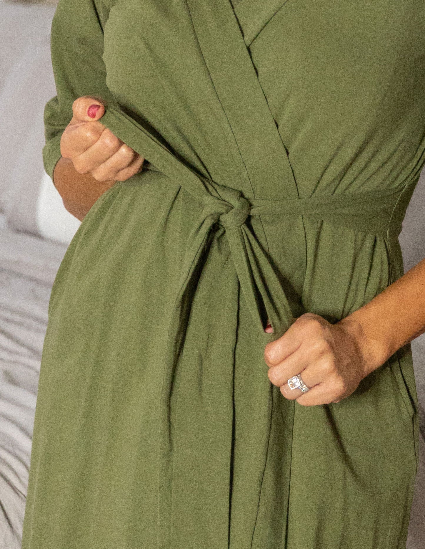 Olive Green Maternity Robe