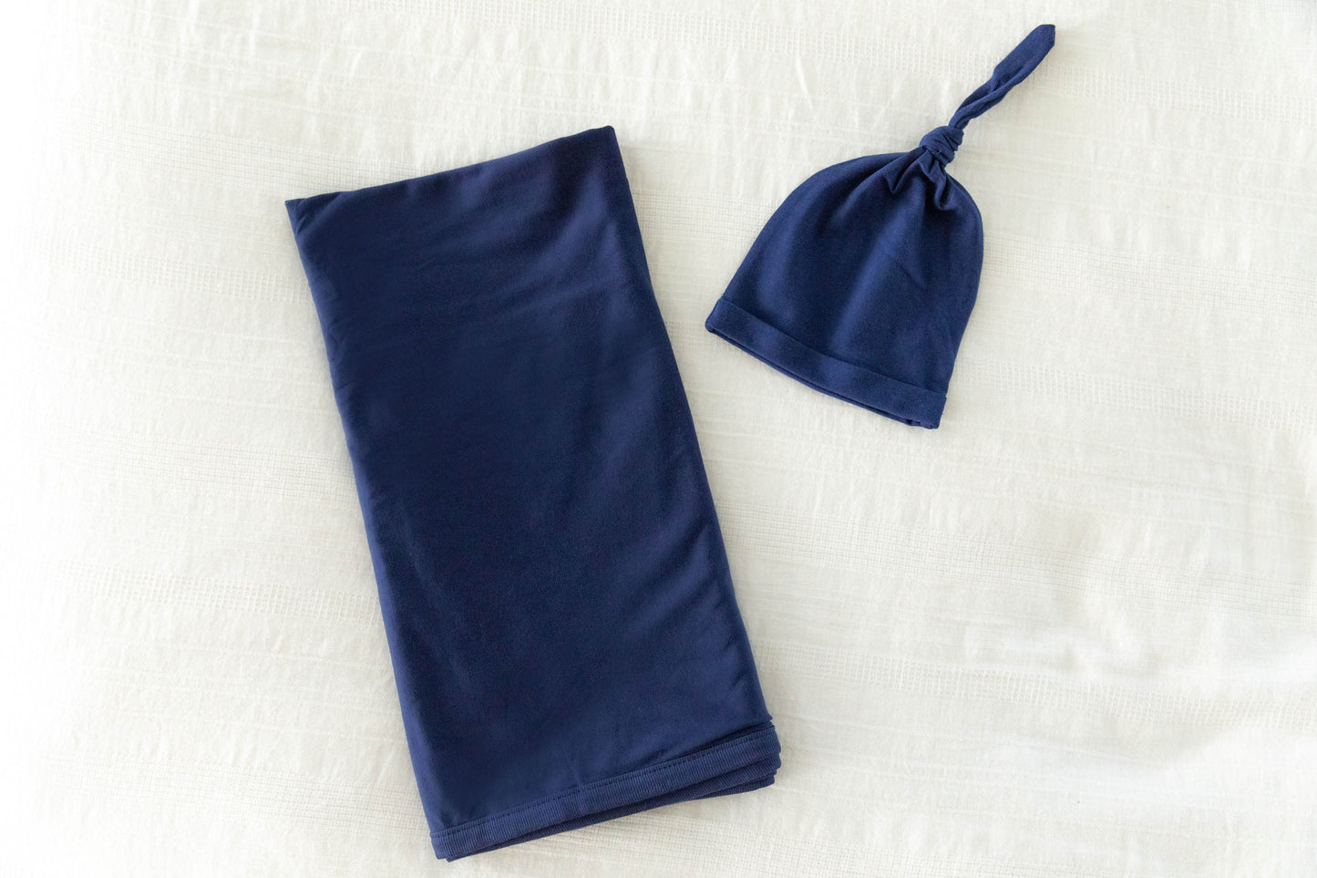 Serra Pregnancy/Postpartum Robe & Navy Blue Swaddle Blanket Set