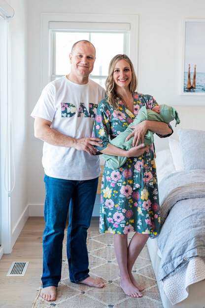 Charlotte Robe & Sage Newborn Swaddle Blanket Set & Dad T-Shirt