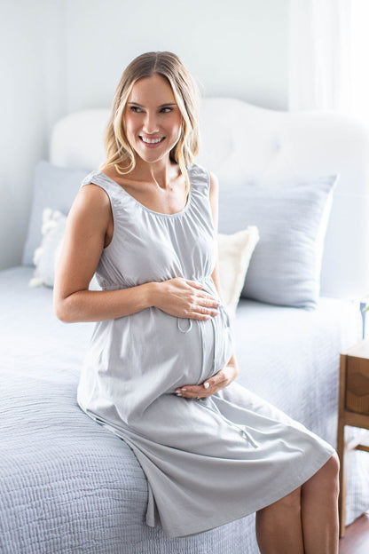 Olivia Pregnancy/Postpartum Robe & Grey 3 in 1 Labor Gown Set
