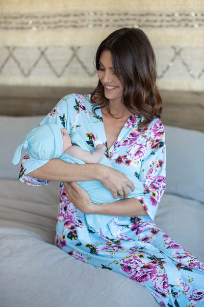 Isla Robe & Light Blue Newborn Swaddle Blanket Set
