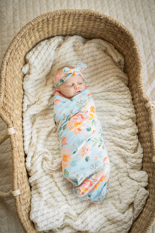 Jade Swaddle Blanket & Newborn Headband Set