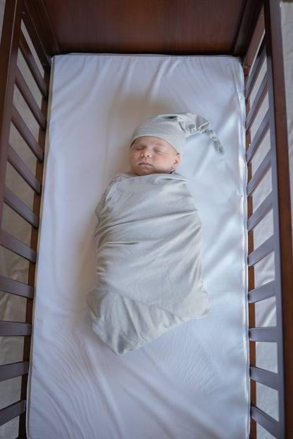 Morgan Pregnancy/Postpartum Robe & Light Grey Baby Swaddle Blanket Set