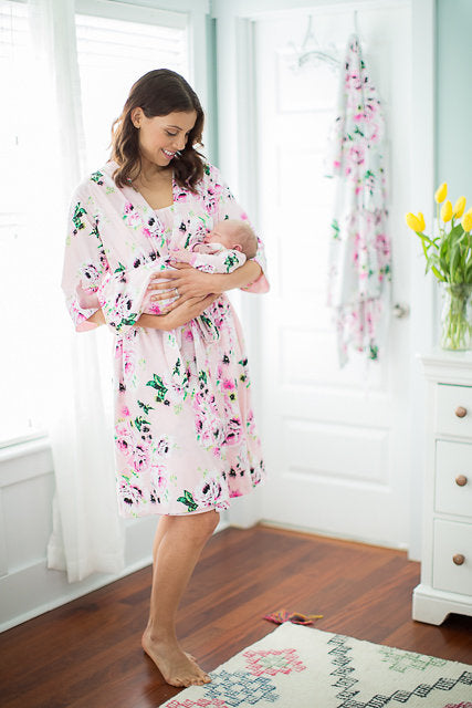 Amelia Robe & Baby Receiving Gown & Hat Set