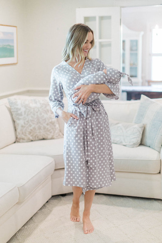 maternity  set, breast feeding, polka dots