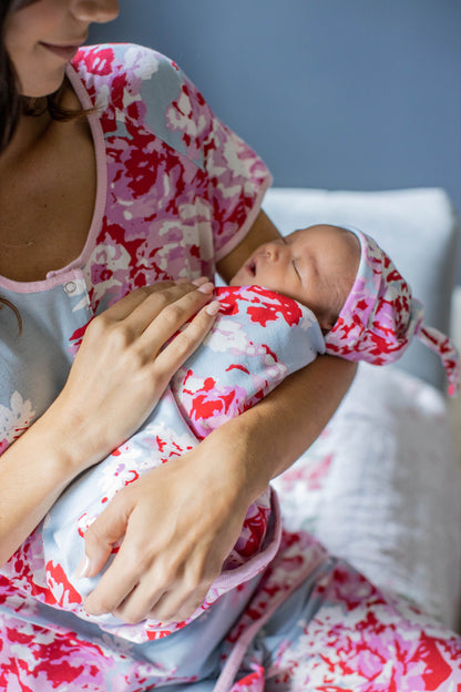 Mae Maternity Nursing Pajamas & Baby Swaddle Blanket Set