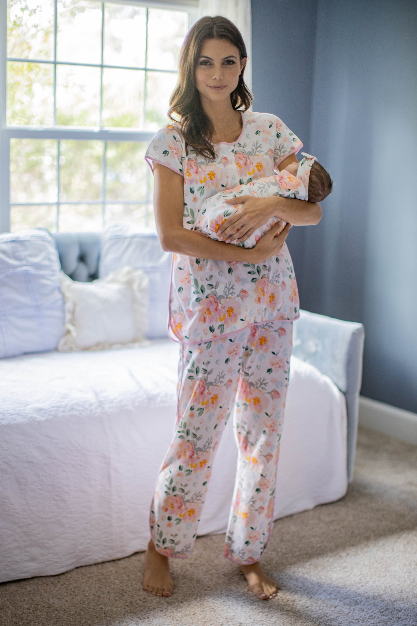 Mila Mom Pajamas & Big Sister Pajamas & Matching Swaddle Blanket Set